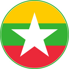 Myanmar Circle Flag, Myanmar Flag Icon