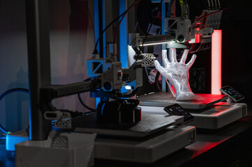 3D prototyping of a part, creating a model on a 3D printer. Engineering sample