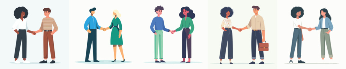 vector of people shaking hands with each other