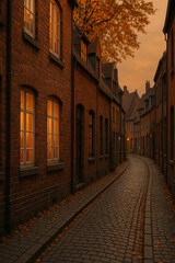 テクスチャ / ヨーロッパの街 - 秋 夕方