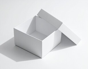 Minimal White Box Packaging Mockup with Open Lid
