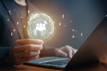 Business team management technology network concept.