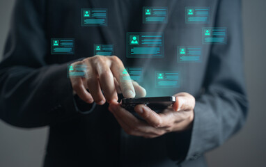 Business team management technology network concept.