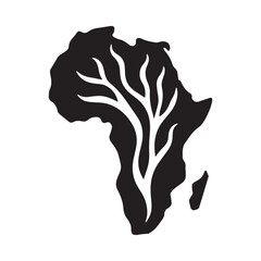 Network Inspired Africa Continent Symbol Representing Technology and Unity