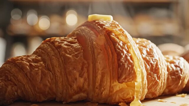 Delicious Croissants Being Prepared with Butter in a Bakery: A Tasty Morning Treat