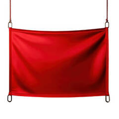 Red empty blank banner isolated on transparent or white background
