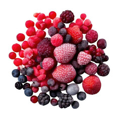 rozen mixed berries isolated on transparent or white background