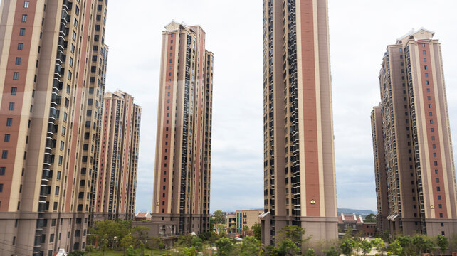 Fototapeta View landscape cityscape home house and condominium tower in village and life lifestyle of chinese Hokkien people stay living in Xiamen capital or Amoy city for travelers travel visit in Fujian, China