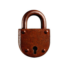 Rusty padlock isolated on transparent or white background