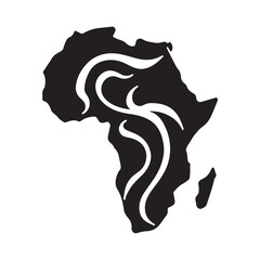 Abstract Flowing African Continent Symbol Reflecting Heritage and Spiritual Strength