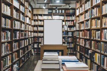 Empty frame on a table in a library