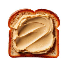 Slice of bread with spread isolated on transparent or white background