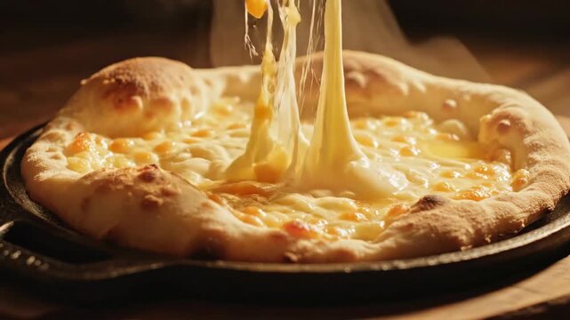 Delicious Pizza with Melted Cheese Pulling and Dripping, Restaurant Food Video