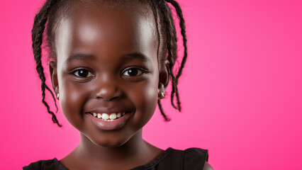 Smiling black girl, copy space