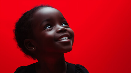 Smiling black girl, copy space