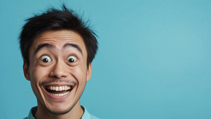 Smiling Asian man, copy space