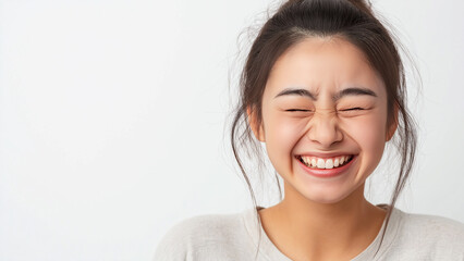 Smiling Asian woman, copy space