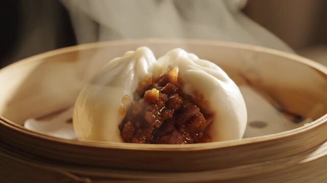 Delicious Steaming Chinese Baozi Buns, a Culinary Delight Showcasing Tasty Food with Steam