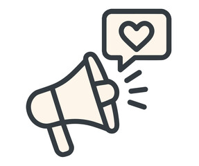 Megaphone with Heart Icon – Love Announcement and Social Media Vector