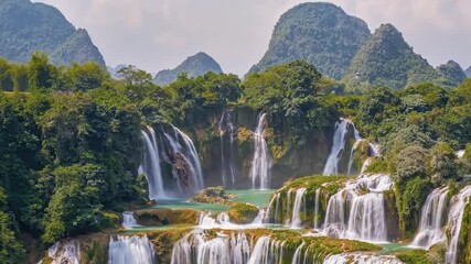 Cinematic Drone Footage Nature View of Powerful Waterfall and Hill mountain landscapes captured in stunning 4K. Ideal for travel, nature, and landscape projects