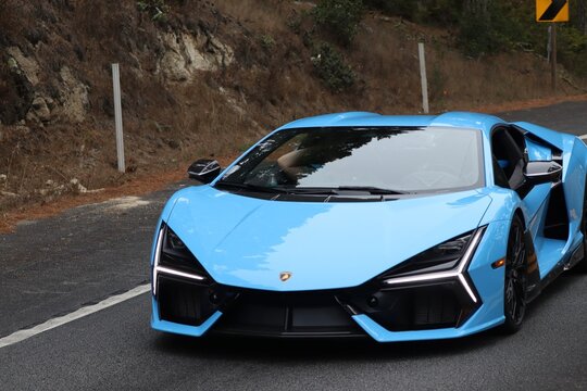 Blue hybrid lambo sports car