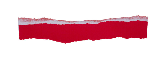 Red torn paper edge on transparent background. Creative abstract design with bright red color and ripped texture, perfect for modern layout, copy space, advertising, or graphic design concept.