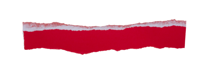 Red torn paper edge on transparent background. Creative abstract design with bright red color and ripped texture, perfect for modern layout, copy space, advertising, or graphic design concept.