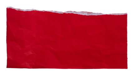 Red torn paper edge on transparent background. Creative abstract design with bright red color and ripped texture, perfect for modern layout, copy space, advertising, or graphic design concept.