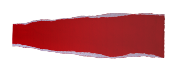 Red torn paper edge on transparent background. Creative abstract design with bright red color and ripped texture, perfect for modern layout, copy space, advertising, or graphic design concept.