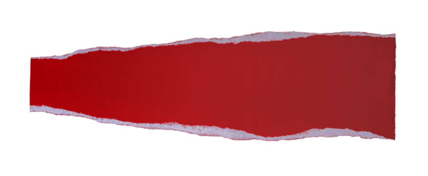 Red torn paper edge on transparent background. Creative abstract design with bright red color and ripped texture, perfect for modern layout, copy space, advertising, or graphic design concept. - Powered by Adobe