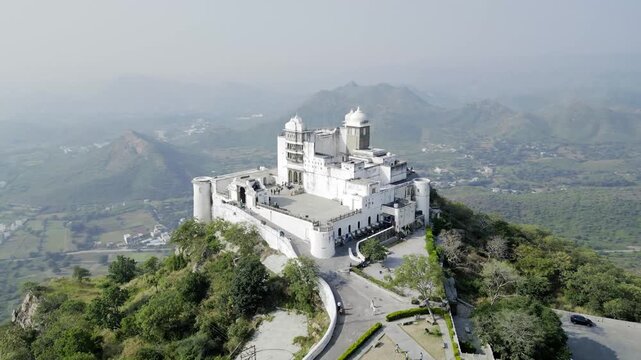 Sajjangadh fort, Udaipur aerial view 4k ultra hd