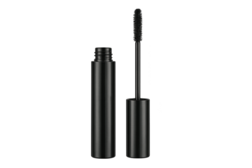 Sleek black mascara tube with wand