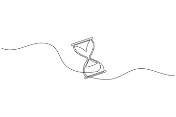 Obraz premium Hourglass continuous one line drawing of minimalist style outline sand timer concept illustration
