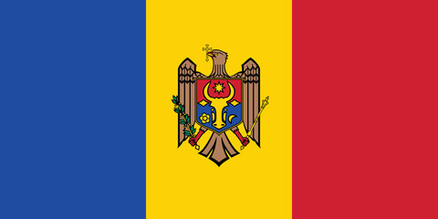 The national flag of Moldova consists of three vertical stripes of blue, yellow, and red, with the...