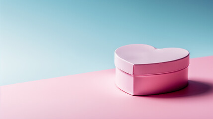 Heart-shaped gift box, minimalistic design, pink colors, perfect for romantic occasions