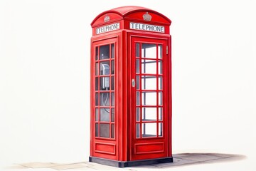 Obraz premium Red phone box telephone white background architecture.