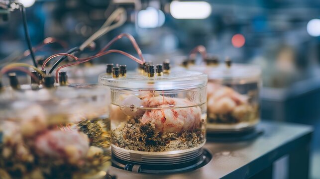 Futuristic cryogenic laboratory with transparent chambers containing suspended specimens, emotion of awe and scientific curiosity visible, symbolizing low-temperature research, preservation