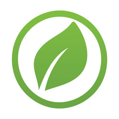 Green Leaf Inside a Circle Icon Keywords: leaf, green, circle, icon, nature, eco, environment