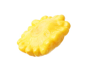 One pickled pattypan squash isolated on white