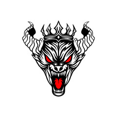 bat devil head illustration logo