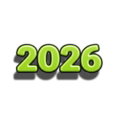 Bright green 3d numbers 2026 new year celebration future concept