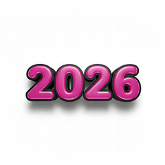 Bright pink 2026 numbers shiny bold typography