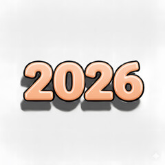 Year 2026 bold text with soft shadows and subtle highlights