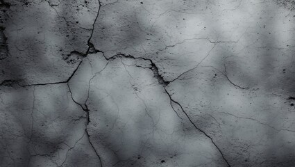 cracked concrete wall texture with dramatic shadows. The image showcases the details of the cracks