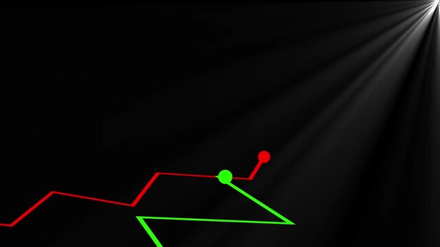 Hologram graph lines and increase on a grid background animation. Finance cryptocurrency Two graph lines are winding like snakes towards the front
