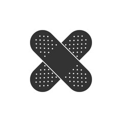 Band aid graphic icon. Crossed plasters symbol. Wound band graphic sign isolated on white background. Vector illustration 