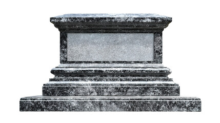 Ancient stone tablet with weathered texture isolated on transparent background. PNG image