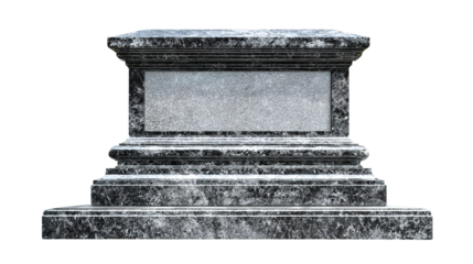 Ancient stone tablet with weathered texture isolated on transparent background. PNG image