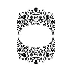 Elegant black floral border design isolated on white background