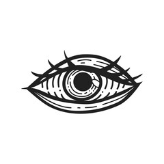 Evil eye. Eye of Providence. Lineart Vector illustration. Magic celestial witchcraft symbol. Masonic symbol. Hand drawn logo or emblem